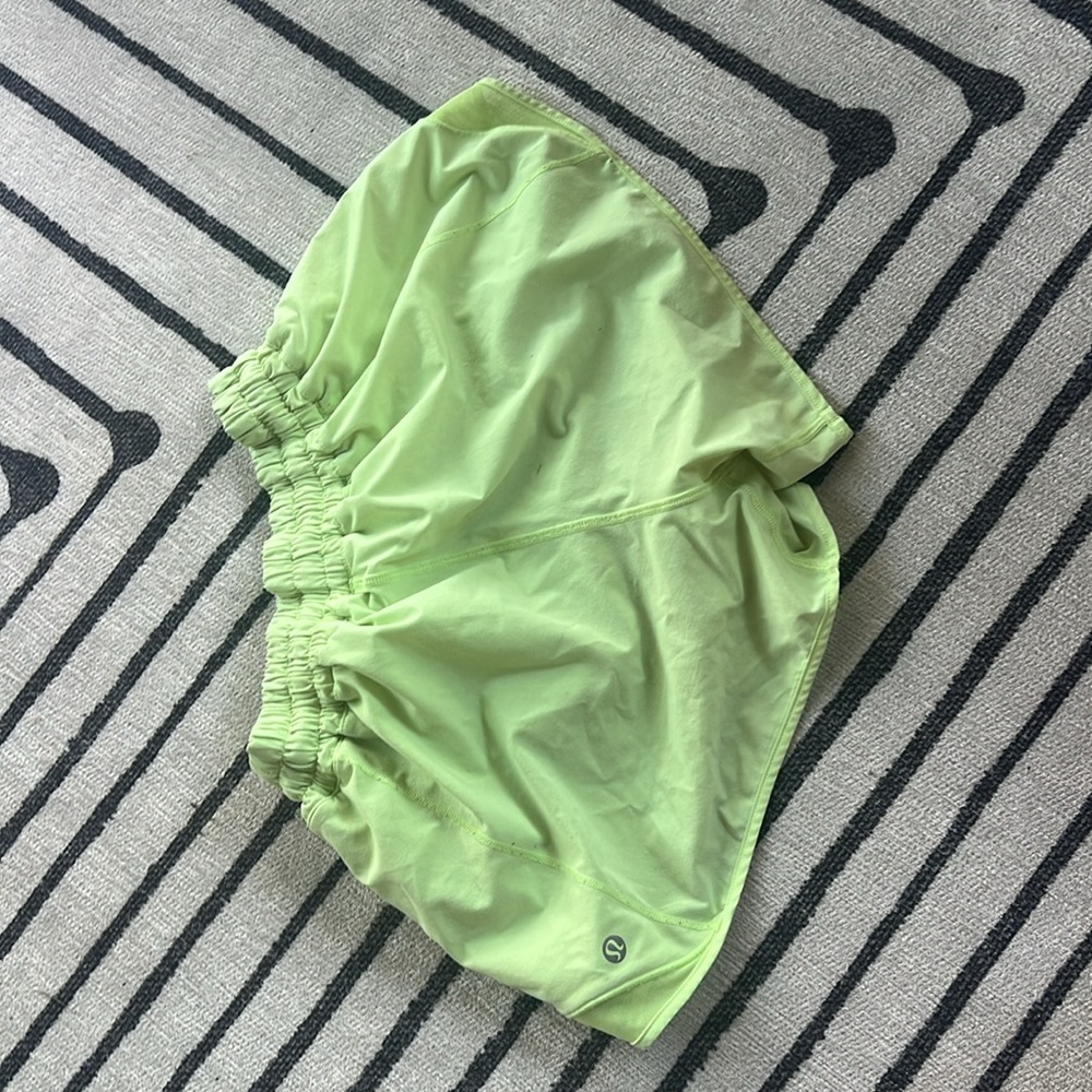 Neon green lululemon hotty hot shorts - Picture 2 of 3